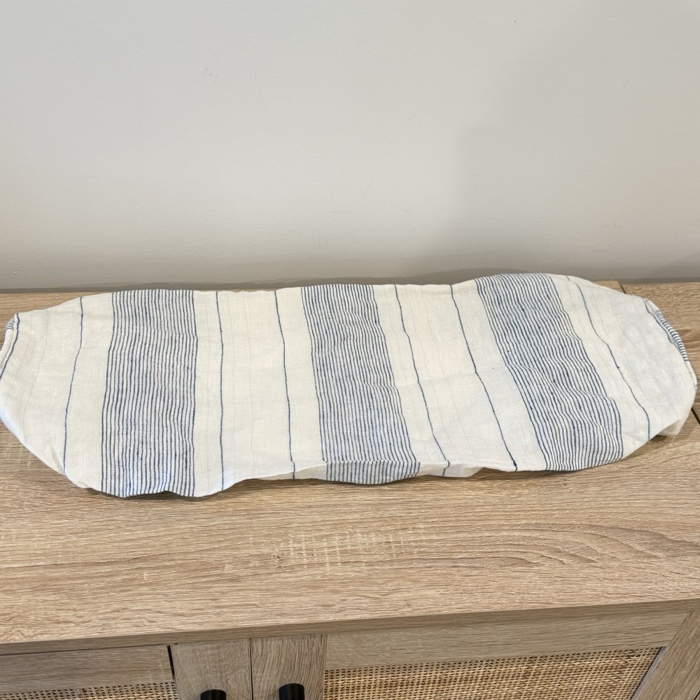 Serena and Lily Lumbar Luca Pillow Cover Washed Indigo Stripe NWT 7'X24"x7"